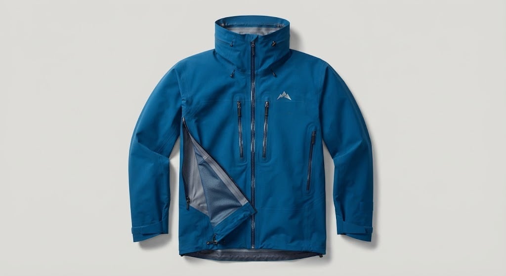 Chaqueta impermeable de tercera capa con la abertura de ventilación de la axila abierta