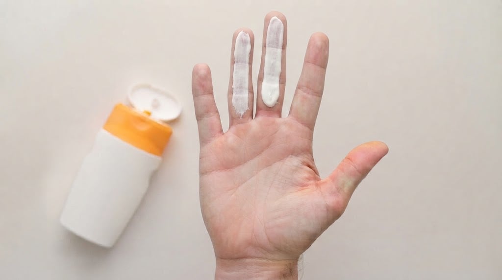 La cantidad de crema para la cara: dos dedos completos, bastante más de lo que casi todo el mundo se echa