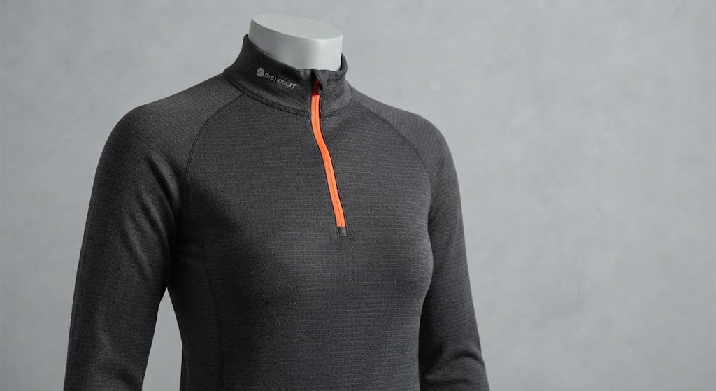 Camiseta de primera capa con cremallera corta, ajustada al cuerpo sin holguras